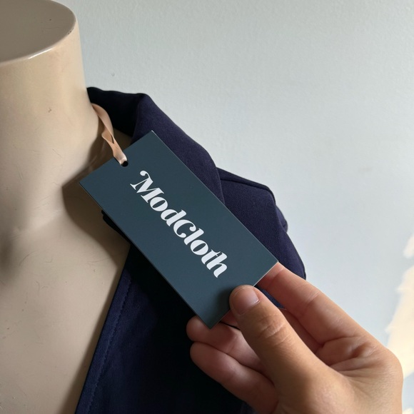 NWT ModCloth Long Sleeve Navy Dress - Picture 7 of 11